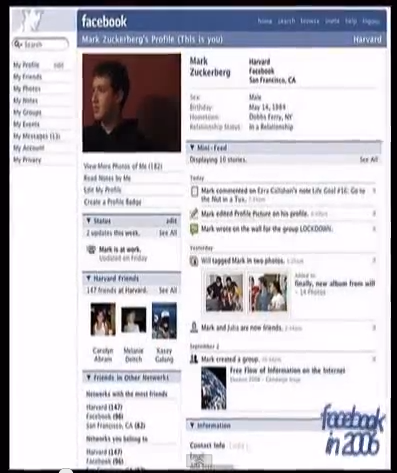 facebook in 2006 and evolution of facebook