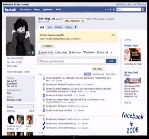 evolution of facebook in 2008