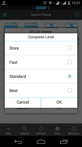 How to open zip files on Android and choose compression level