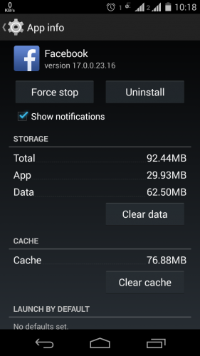 Clear cache in Android for a particular app