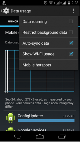 enable background data in Android for all apps